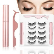 Magnetic Eyelash Set,2 Magnetic Eyeliners with Magnetic Eyelashes for Use with Magnetic False Lashes Long-Lasting Natural